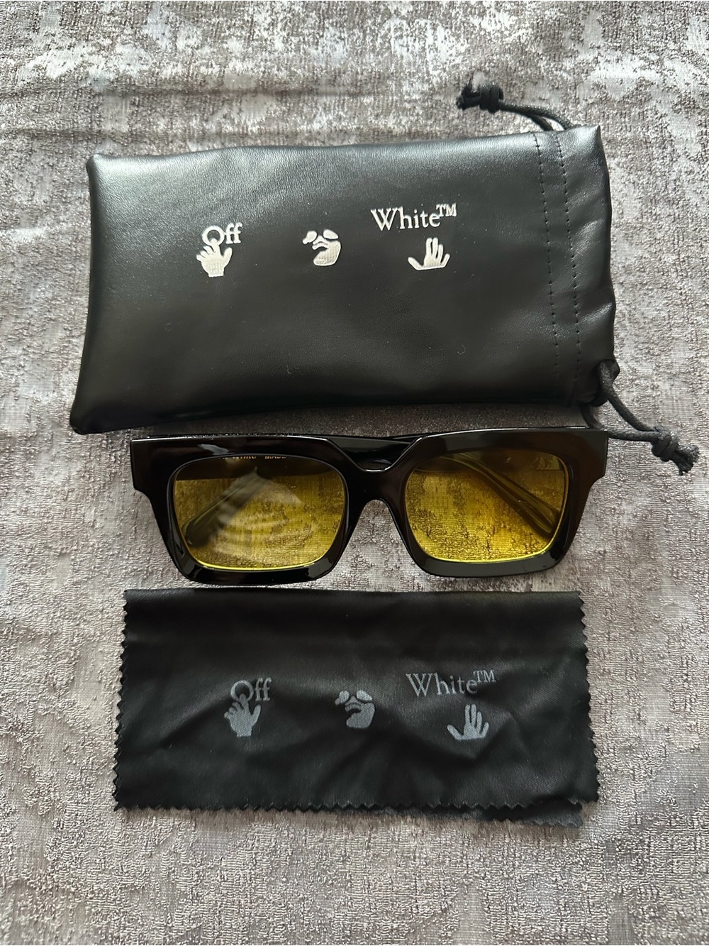 Off-White Black Sunglasses with Yellow Lenses